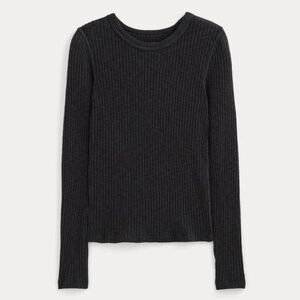Everlane Cozy Rib Long-Sleeve Black Sweater Tee